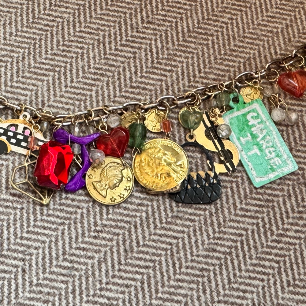 Vintage Karen Rossi for Silvestri Whimsical Shopping Statement Charm Bracelet - Picture 4 of 13
